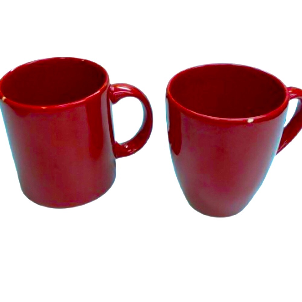 WAECHTERSBACH GERMANY RED CERAMIC MUGS • SET OF 2 • MISMATCHED